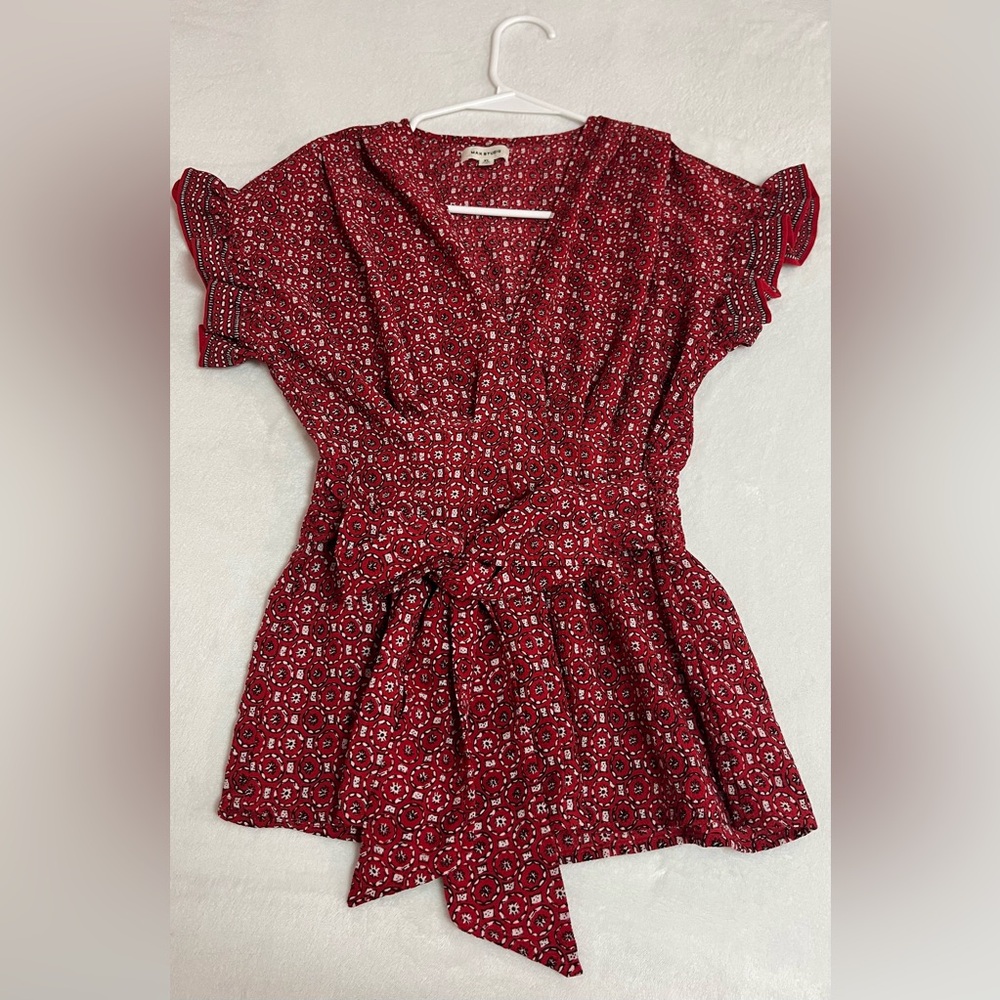 Max Studio Red Geometric Blouse